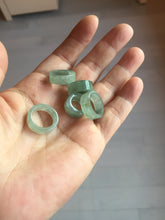Load image into Gallery viewer, 14.3-17.3mm 100% natural type A icy watery light green jadeite jade band ring beads group BL10
