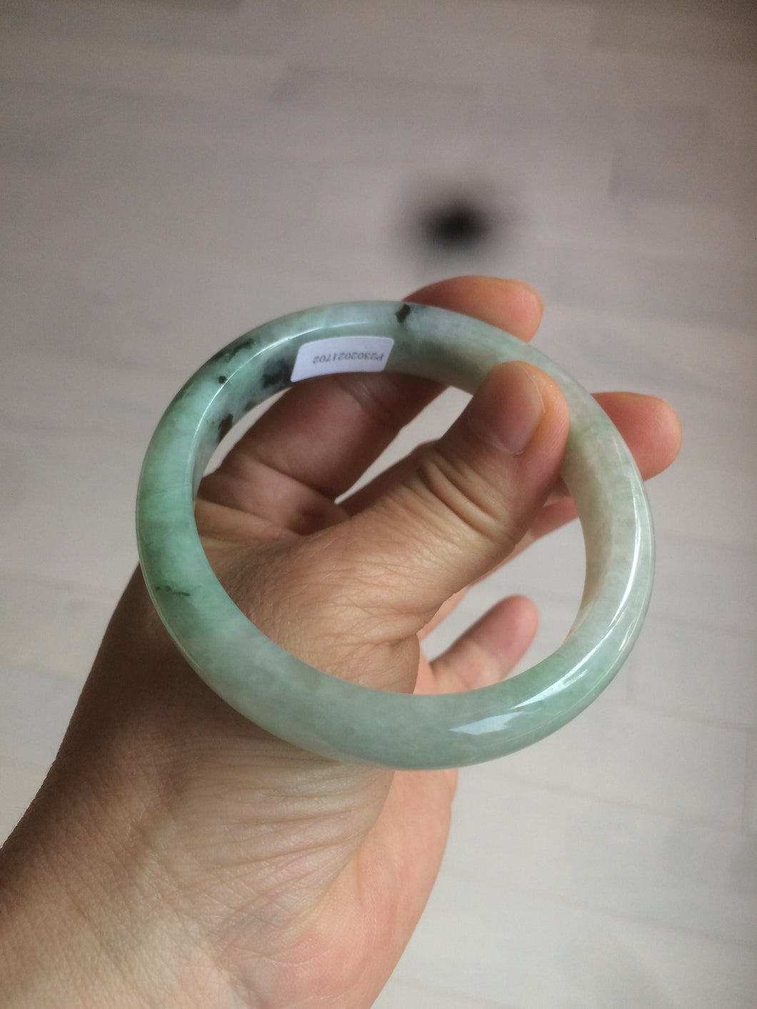 55.7mm Certified type A 100% Natural icy watery sunny green Jadeite bangle AY25-1702