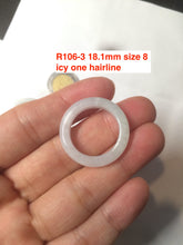 Load image into Gallery viewer, Size 6 1/2-8 100% natural type A white  jadeite jade band ring R106
