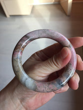 Load image into Gallery viewer, 57.2mm 100% natural pink/black/brown/yellow/black chubby round cut rose stone (Rhodonite) bangle SY130
