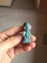 Load image into Gallery viewer, 100% Natural green/blue/gray/black Guatemala jadeite Jade little monkey with ingot desk decor/worry stone PF8
