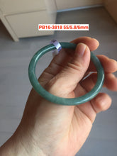 Load image into Gallery viewer, 54-62mm Certified type A 100% Natural dark green/blue/gray slim round cut guatemala  Jadeite bangle(different size with defects) group GL47

