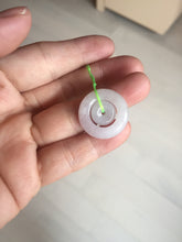 Load image into Gallery viewer, 21-22mm Type A 100% Natural light purple/oily light green/gray Jadeite Jade concentric circle safety Guardian ring Pendant (子母扣,同心环) group PB45
