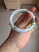 Load image into Gallery viewer, 55.2mm Certified Type A 100% Natural light green/purple/brown with green floating flowers Jadeite Jade bangle F86-6199

