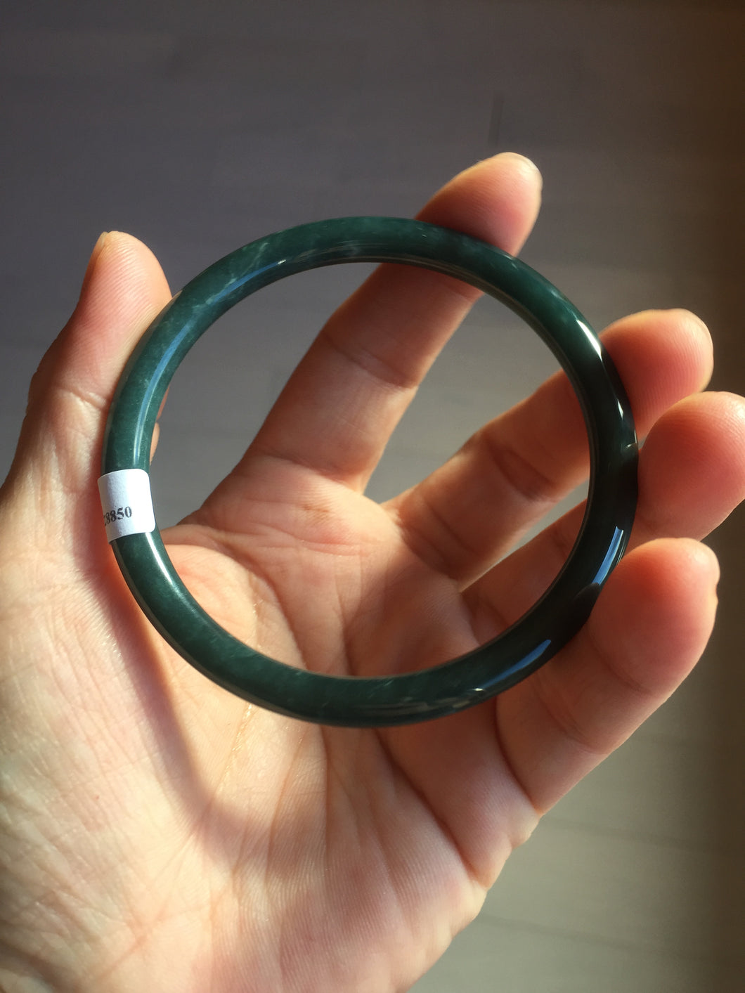 60mm Certified Type A 100% Natural dark green/blue/gray with Guatemala slim round cut Jadeite bangle BG205-8850