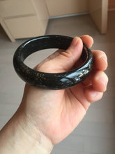 Load image into Gallery viewer, 62mm 100% Natural dark green/black meteorite Stellar Night sky nephrite bangle HN80
