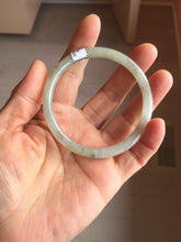 Load image into Gallery viewer, 55mm Certified type A 100% Natural light green gray black slim round cut Jadeite bangle PA204-2448
