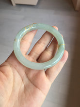 Load image into Gallery viewer, 53.7mm 100% Natural type A icy watery light green carved and golden-painted round cut Jadeite Jade bangle Pb212-2404
