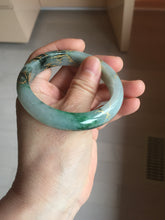 Load image into Gallery viewer, 54.2mm certified 100% natural Type A sunny green gray carved and golden-painted round cut jadeite jade bangle PJ66
