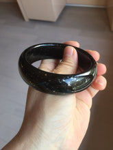 Load image into Gallery viewer, 58mm 100% Natural dark green/black meteorite Stellar Night sky broad style nephrite Jade bangle HF116-1263
