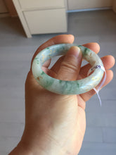 Load image into Gallery viewer, 51.2mm Certified  Type A 100% Natural light green carved branches and flowers and golden-painted jadeite jade bangle BH123-6069
