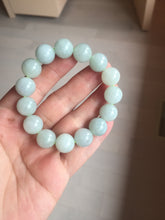 Load image into Gallery viewer, 12mm size 50-54mm 100% natural type A light green white jadeite jade beads bracelet AZ191

