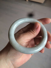 Load image into Gallery viewer, 56.4mm 100% Natural white/beige/gray with floating dandelions round cut nephrite jade bangle HT95
