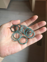 Load image into Gallery viewer, 19.2mm size 9 1/4 100% natural type A icy watery green/blue slim style Guatemala jadeite jade band ring group PJ34
