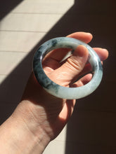 Load image into Gallery viewer, 54mm Certified Type A 100% Natural icy watery dark green/white//black Jadeite Jade bangle BM7-8579

