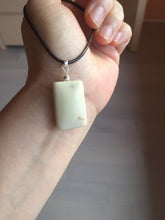 Load image into Gallery viewer, 100% natural light yellow/brown soap shape square nephrite jade safe and sound pendant group HT37
