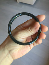 Load image into Gallery viewer, 58.8mm Type A 100% Natural dark green/black/blue/gray with flying snow Guatemala slim round cut Jadeite bangle PJ44-0687
