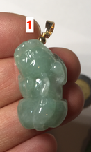 Load image into Gallery viewer, 100% natural type A sunny green jadeite jade 3D PiXiu (貔貅) pendant group AX150
