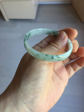 Load image into Gallery viewer, 51mm Certified Type A 100% Natural icy watery light green with green floating flowers thin Jadeite Jade bangle PJ56-1886

