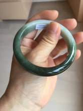 Load image into Gallery viewer, AllaboutjadeCanada.com only 55.5mm certified 100% natural Type A oily dark green gray black(老油青) half mountain half water (半山半水) jadeite jade bangle PC257-0052
