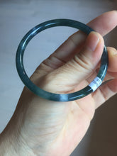 Load image into Gallery viewer, 56.2mm Certified Type A 100% Natural icy watery dark green/blue/gray Guatemala slim round cut Jadeite bangle PD53-5518
