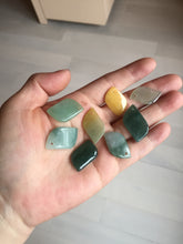 Load image into Gallery viewer, 100% natural type A jadeite jade icy watery yellow green black Willow leaf pendant group AX152
