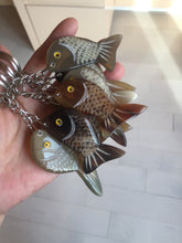 Load image into Gallery viewer, 52x23mm 100% Natural black brown yellow Buffalo Horn 3d carved fish Keychain, pendant, bag hanging group NJ3
