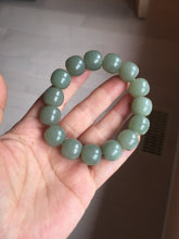 Load image into Gallery viewer, 14x13mm 100% Natural light green/gray vintage style nephrite Jade bead bracelet HE108
