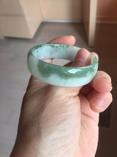 Load image into Gallery viewer, 51mm Certified type A 100% Natural green white half mountain half water (半山半水) thin Jadeite Jade bangle PB272-1040
