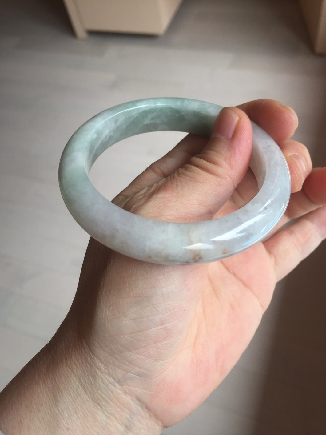 56.5mm certified 100% natural Type A light green purple red(FU LU SHOU) jadeite jade bangle PC136-9157