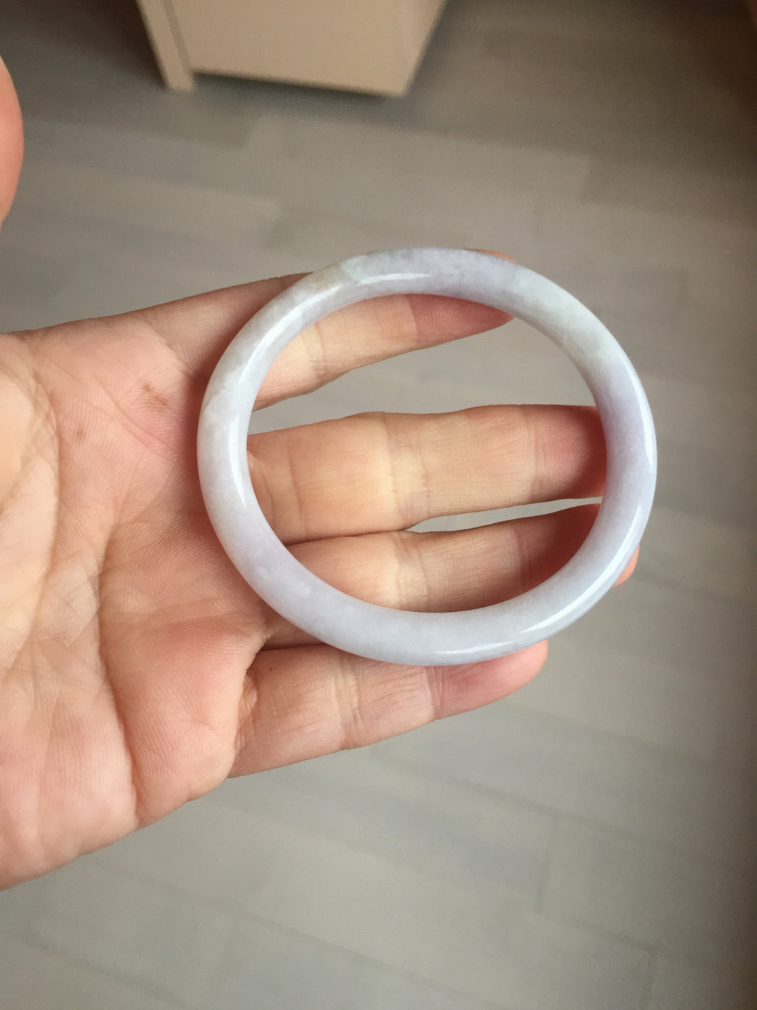 51.5mm certified 100% natural type A light purple white slim oval round cut jadeite jade bangle BL51-3528