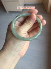 Load image into Gallery viewer, 55mm Type A 100% Natural dark green/gray/black(淡油青) slim round cut Jadeite Jade bangle with defects GL53
