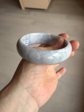 Load image into Gallery viewer, 59mm Certified Type A 100% Natural light purple white chubby broad style Jadeite Jade bangle BM98-4481
