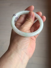 Load image into Gallery viewer, 58mm certified type A 100% Natural fresh light green/white slim jadeite jade bangle E80-0996
