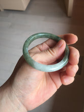 Load image into Gallery viewer, 52mm Certified Type A 100% Natural white Oily Dark Green Gray Black Oval Jadeite Jade Bangle PC219-6219
