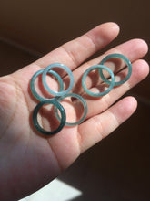 Load image into Gallery viewer, 17.1mm 6 3/4 100% natural type A icy watery green/blue icy watery Guatemala jadeite jade band ring group BP80
