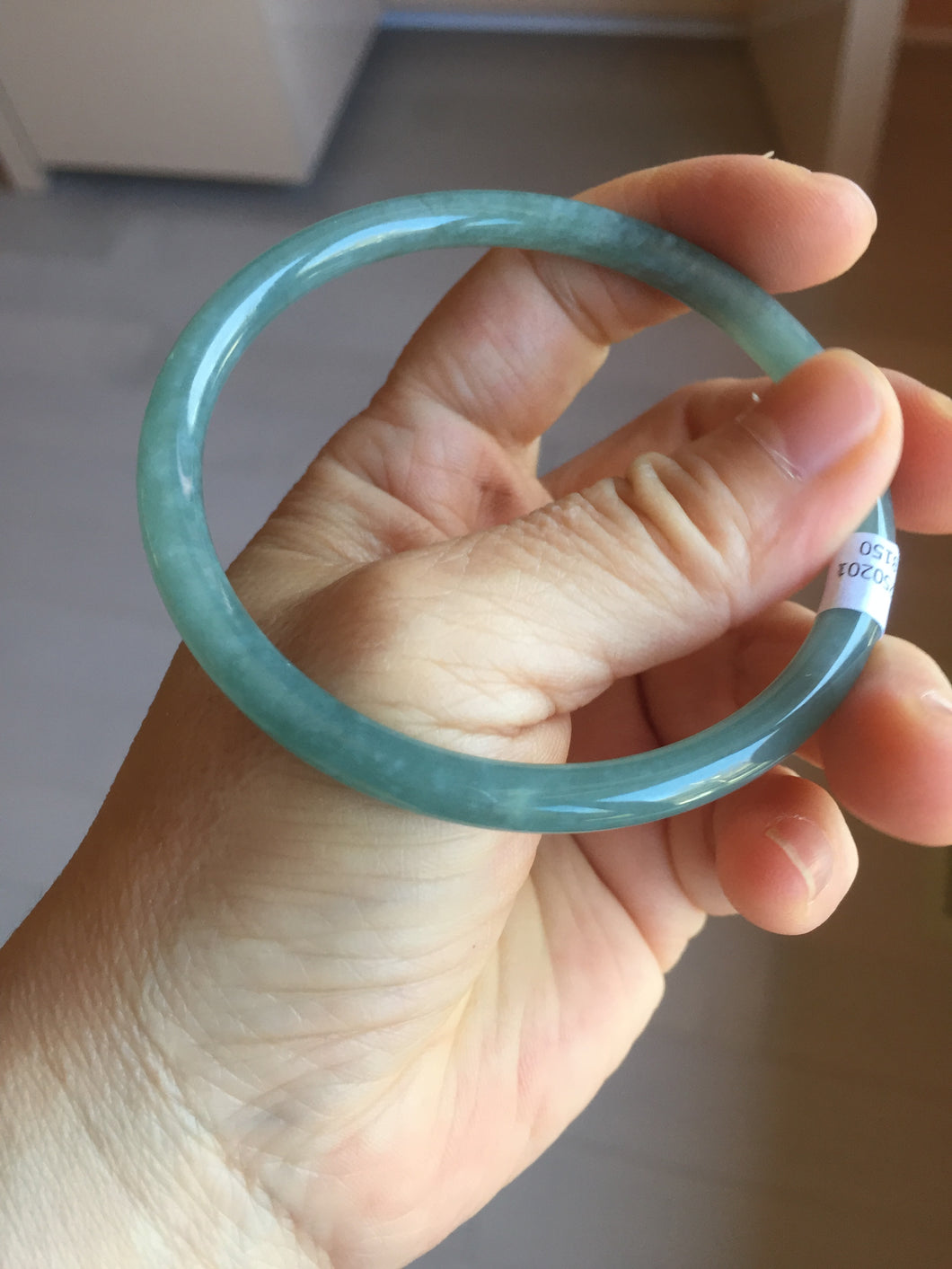 60.5mm Certified Type A 100% Natural icy watery deep sea dark green/blue/gray/black snowly Guatemala slim round cut Jadeite bangle PB145-8150