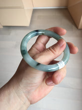Load image into Gallery viewer, 55.5mm Certified Type A 100% Natural Dark Green Blue Gray Black Moonlit Ink (水墨月色) Round Cut Jadeite Jade Bangle AZ141-0759
