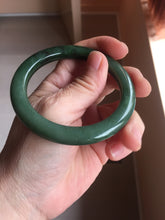 Load image into Gallery viewer, 54.8mm Certified 100% Natural Deep Pine Green/Black "Serene Ember Forest" Nephrite (red-skin nephrite 红皮碧玉) Bangle HT168-17-6188
