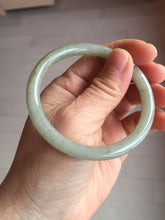 Load image into Gallery viewer, 54.7mm Certified type A 100% Natural light green gray black slim round cut Jadeite bangle PA194-2460
