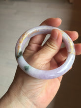 Load image into Gallery viewer, 56mm Certified 100% Natural type A green/light purple carved and golden-painted Jadeite Jade bangle PC70-(8712)
