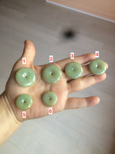 Load image into Gallery viewer, Type A 100% Natural icy green/yellow Jadeite Jade safety Guardian donut Pendant group A123
