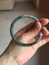 Load image into Gallery viewer, 58.3mm Certified Type A 100% Natural dark green/blue/gray Guatemala slim round cut Jadeite bangle PF12-5875
