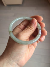 Load image into Gallery viewer, 54.7mm Certified type A 100% Natural light green gray black slim round cut Jadeite bangle PA193-2468
