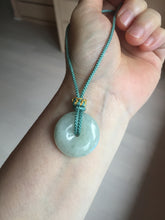 Load image into Gallery viewer, 19.7-27.5mm Type A 100% Natural light green white Jadeite Jade Safety Guardian Button donuts couple pendant PC130
