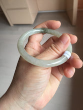 Load image into Gallery viewer, 54mm Certified type A 100% Natural light green dark green floating seaweed round cut Jadeite bangle PC138-6617
