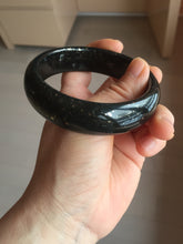 Load image into Gallery viewer, 60mm 100% Natural dark green/black meteorite Stellar Night sky nephrite bangle HN84-1264
