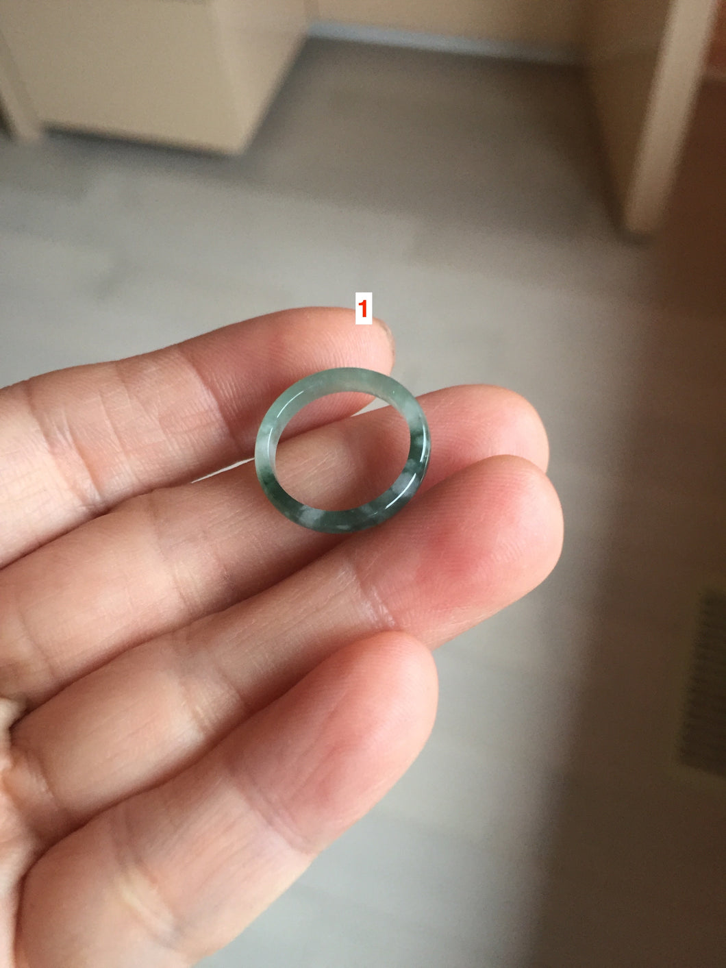 Size 2 3/4 (13.8mm) 100% natural type A icy watery green/blue/purple Guatemala jadeite jade band ring group AA104