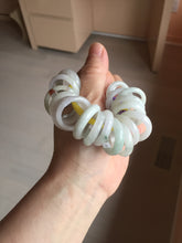 Load image into Gallery viewer, Size 4 1/2 -9 1/4 100% natural type A light green/purple/white jadeite band ring group PD199
