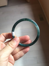 Load image into Gallery viewer, 56mm Certified Type A 100% Natural dark green/blue/gray Guatemala slim round cut Jadeite bangle BP197-2078
